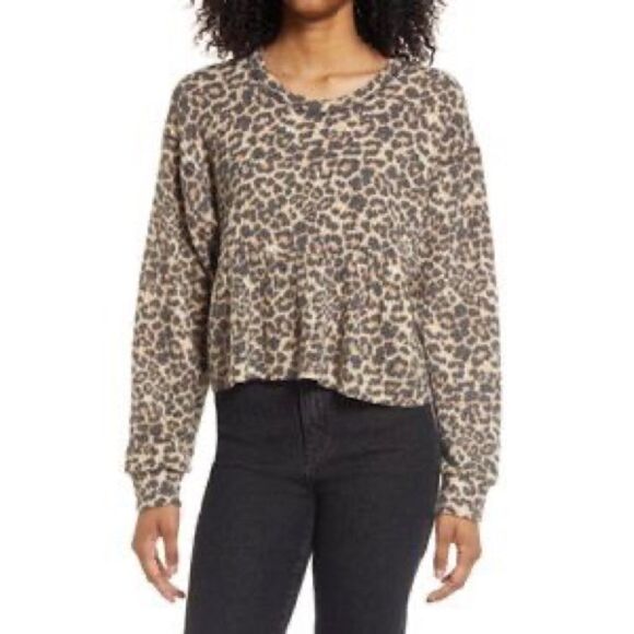 la la land creative | Leopard Hi Low Peplum Top - Picture 1 of 4